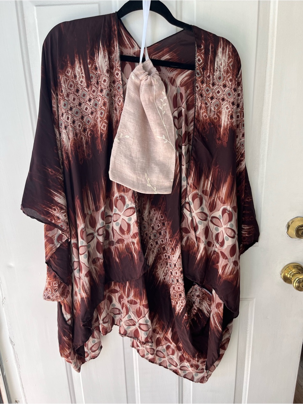 Handmade One Size Open Front Floral Sheer Print Kimono